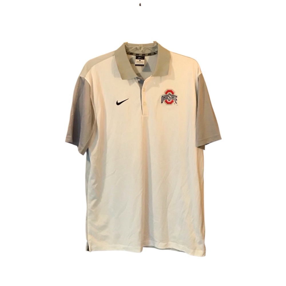 Nike Ohio State Buckeyes White and Grey Men’s Polo Shirt Size Large